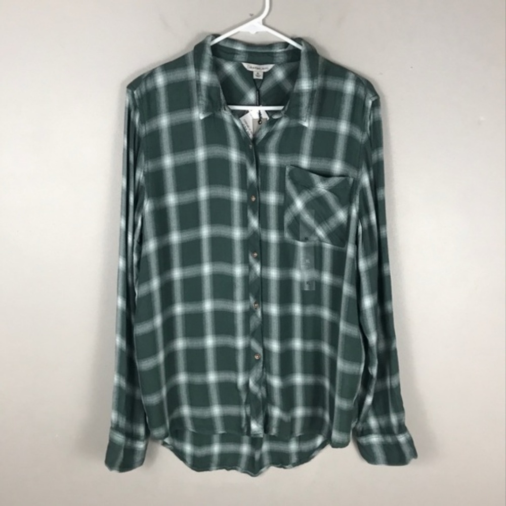 Calvin Klein Jeans Flannel Green Button Down. M.